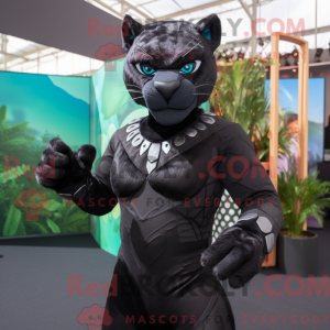 Sort Panther maskot kostume...