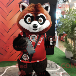 Sort rød panda maskot...