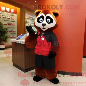 Sort rød panda maskot...