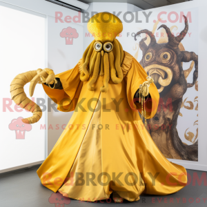 Gold Kraken mascot costume...