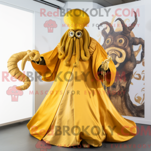 Gold Kraken maskot kostume...