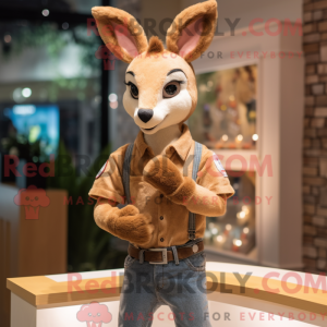 Beige Roe Deer mascot...