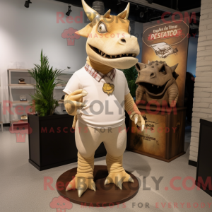 Beige Triceratops mascot...