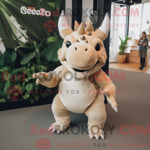 Beige Triceratops mascot...