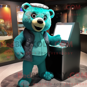 Teal Bear Maskottchen...