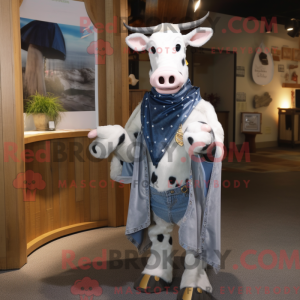 Sølv Holstein Cow maskot...