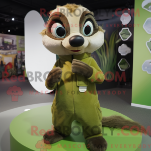 Olive Weasel maskot kostume...