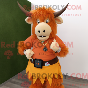 Orange Yak maskot kostume...