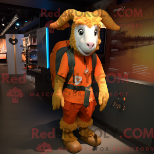 Orange Goat mascot costume...