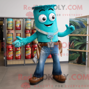 Turquoise Soda Can mascot...