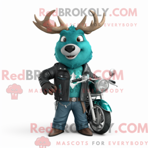 Teal Elk mascot costume...
