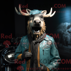 Teal Elk mascot costume...