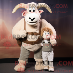 Beige Ram mascot costume...