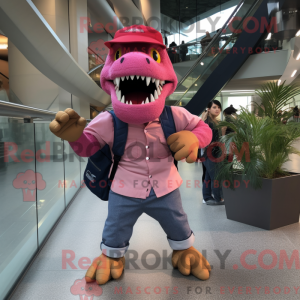 Roze T Rex mascottekostuum...