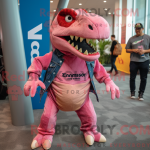 Roze T Rex mascottekostuum...