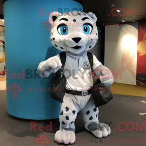 Sølv leopard maskot kostume...