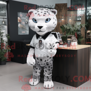 Sølv leopard maskot kostume...