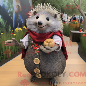 Grijze egel mascottekostuum...