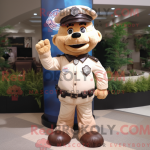 Cream Police Officer mascot...