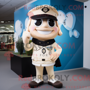 Cream Police Officer mascot...