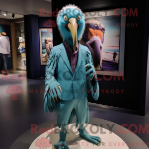 Cyan Vulture maskot kostume...