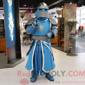 Blue Medieval Knight mascot...