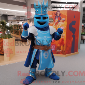 Blue Medieval Knight mascot...