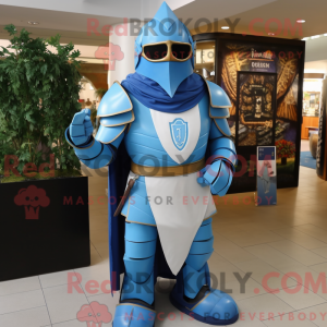 Blue Medieval Knight mascot...