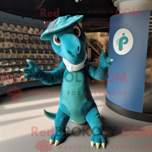 Teal Parasaurolophus mascot...