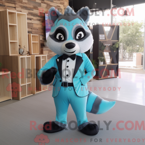 Cyan Waschbär Maskottchen...
