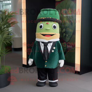 Forest Green Sushi mascot costume character dressed with a Blazer and Beanies