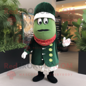 Forest Green Sushi mascot costume character dressed with a Blazer and Beanies