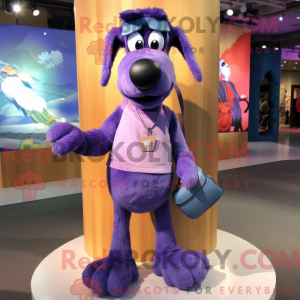 Paarse hond mascottekostuum...