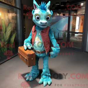 Turquoise Chupacabra mascot...