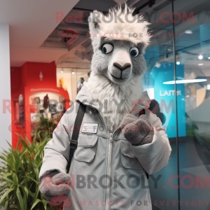 Gray Llama mascot costume...