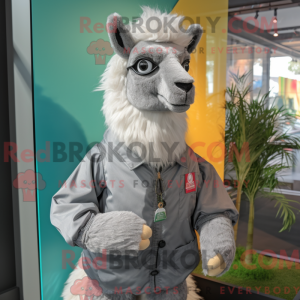 Gray Llama mascot costume...