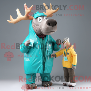 Teal Elk mascot costume...