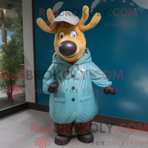 Teal Elk mascot costume...