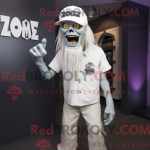 Hvit zombiemaskotdraktfigur...