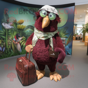 Maroon Kiwi maskot kostume...