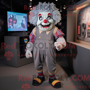 Grey Evil Clown maskot...