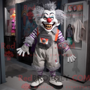 Grey Evil Clown maskot...