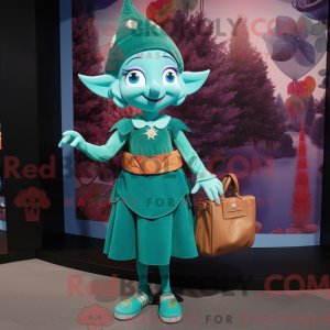 Teal Elf mascot costume...