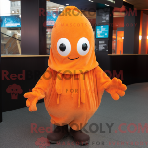 Orange Squid mascot costume...