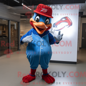 Red Blue Jay maskot kostume...