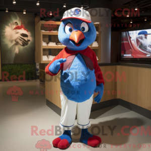 Red Blue Jay mascot costume...