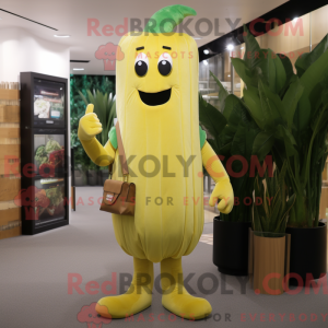 Gold Celery mascot costume...