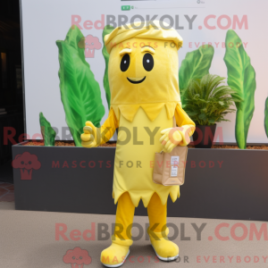 Gold Celery mascot costume...