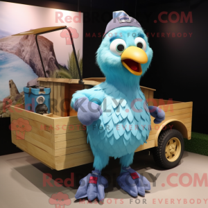 Cyan Quail mascot costume...