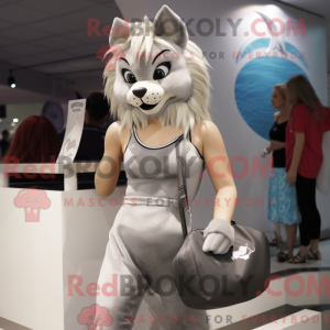 Silver Lynx mascot costume...